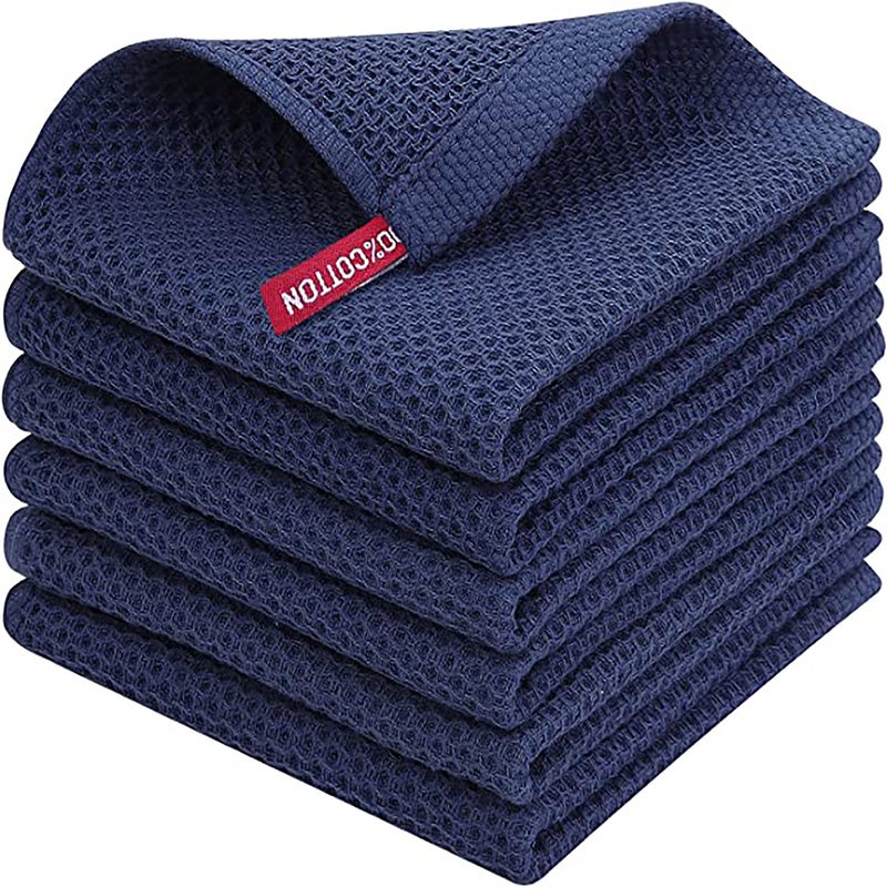 Pure Cotton Honeycomb Kitchen Dishwashing Square Towel Can Be Packaged With Hook Waffle Square Towel With Code - Image 4